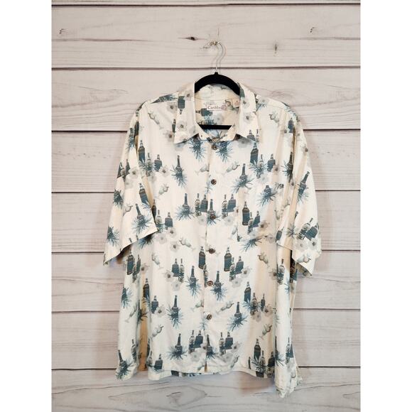 Roundtree & Yorke Caribbean Men's Beige Green‎ Floral Button Down Shirt Size XL - Picture 1 of 5